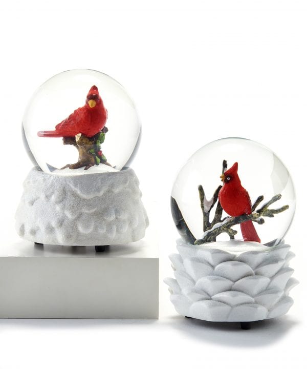 Roman 100mm Musical Snow Globe Cardinals in Snow Birch Tree with Jingle Bell Accent Roman Inc 33827 