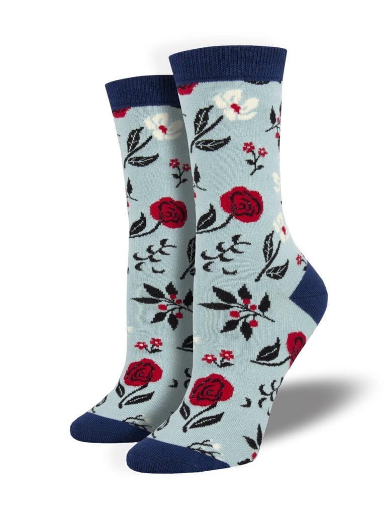 Socksmith bamboo floral motif women's novelty crew socks