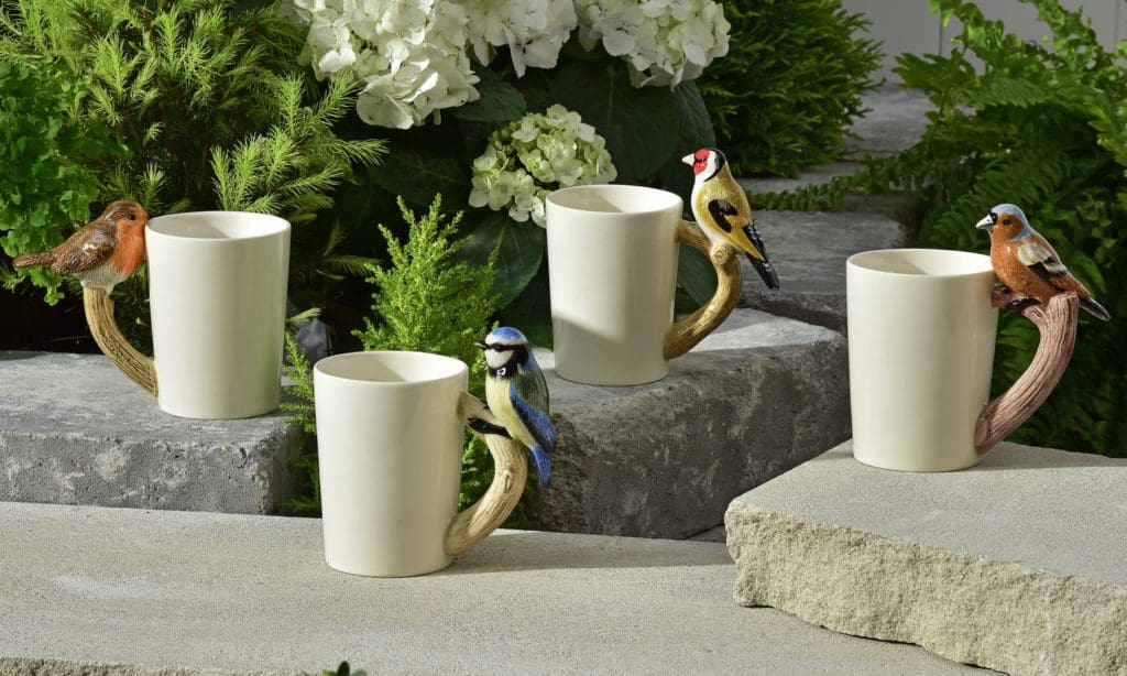 13.5 oz. White Ceramic Mug with Songbird Design